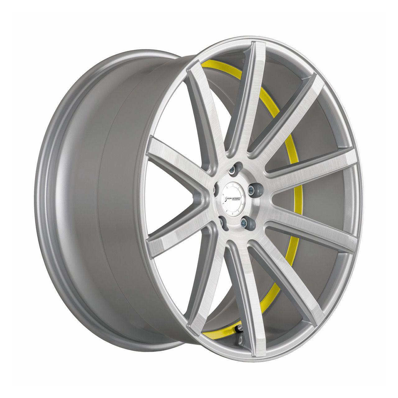 CORSPEED CORSPEED DEVILLE Silver-brushed-Surface/ undercut Color Trim gelb 8.5Jx19 5x108 ET40