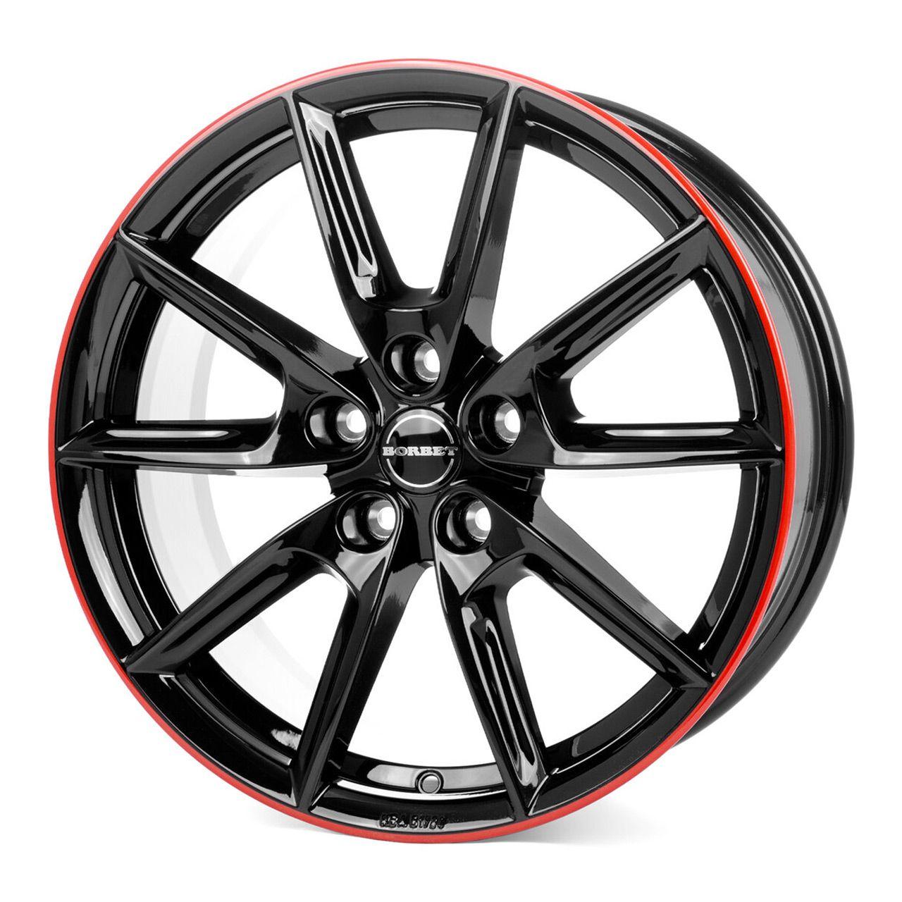 BORBET DESIGN LX19 black glossy red ring 8.0Jx19 5x114.3 ET45