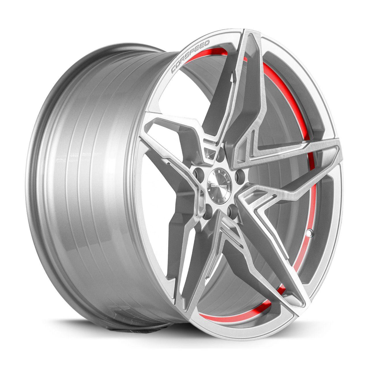 CORSPEED CORSPEED KHARMA Silver-brushed-Surface undercut Trimline red 9.0Jx20 5x108 ET40